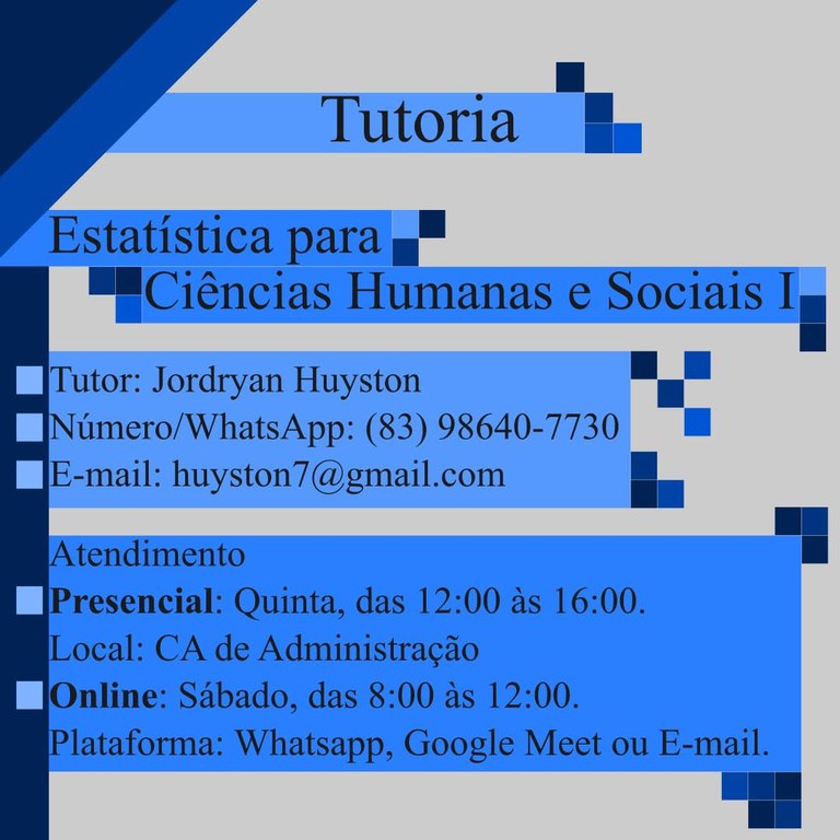 Tutoria de Estatística para Ciências Humanas e Sociais I - 2024.2 (Jordryan)