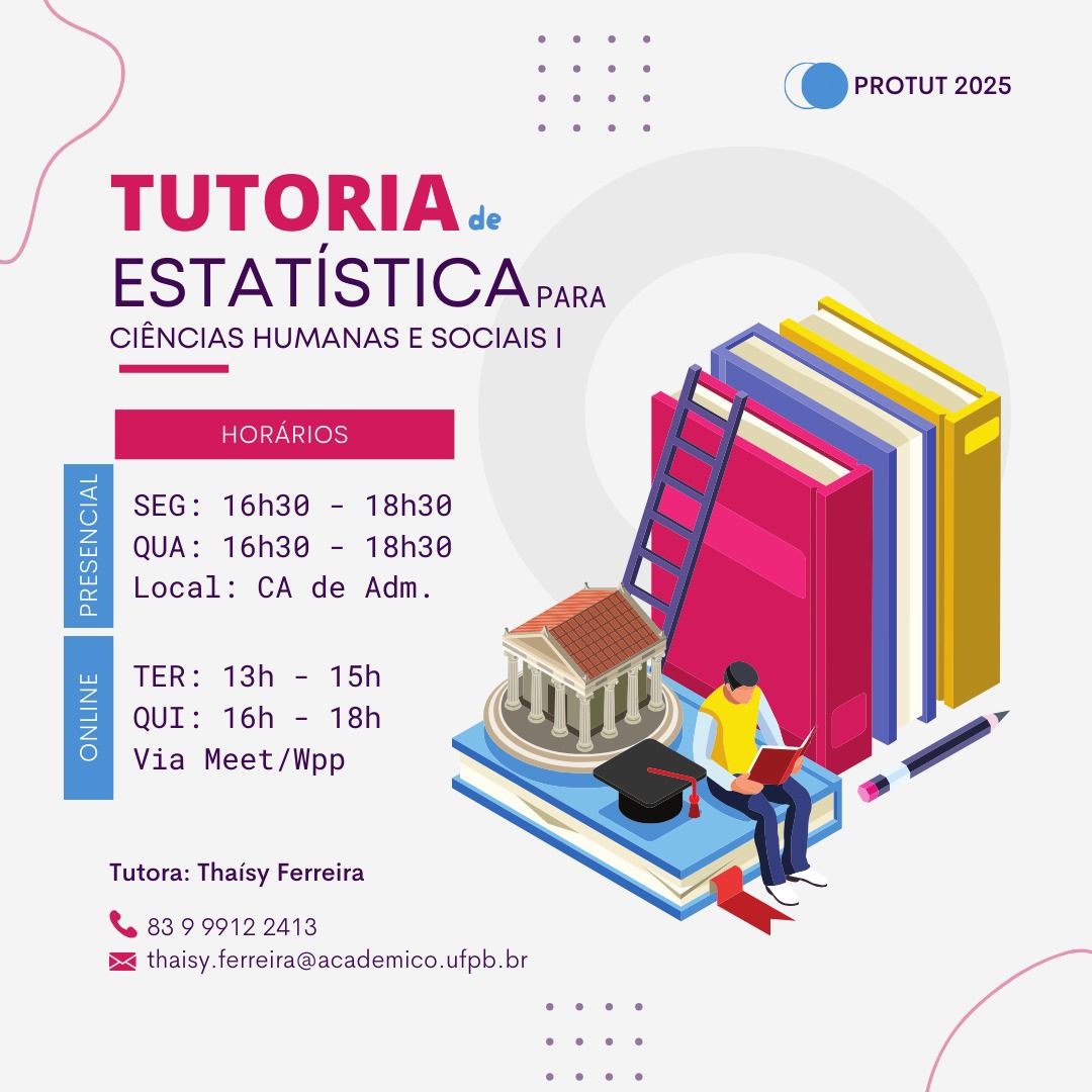 Tutoria de Estatística para Ciências Humanas e Sociais I - 2024.2 (Thaísy)